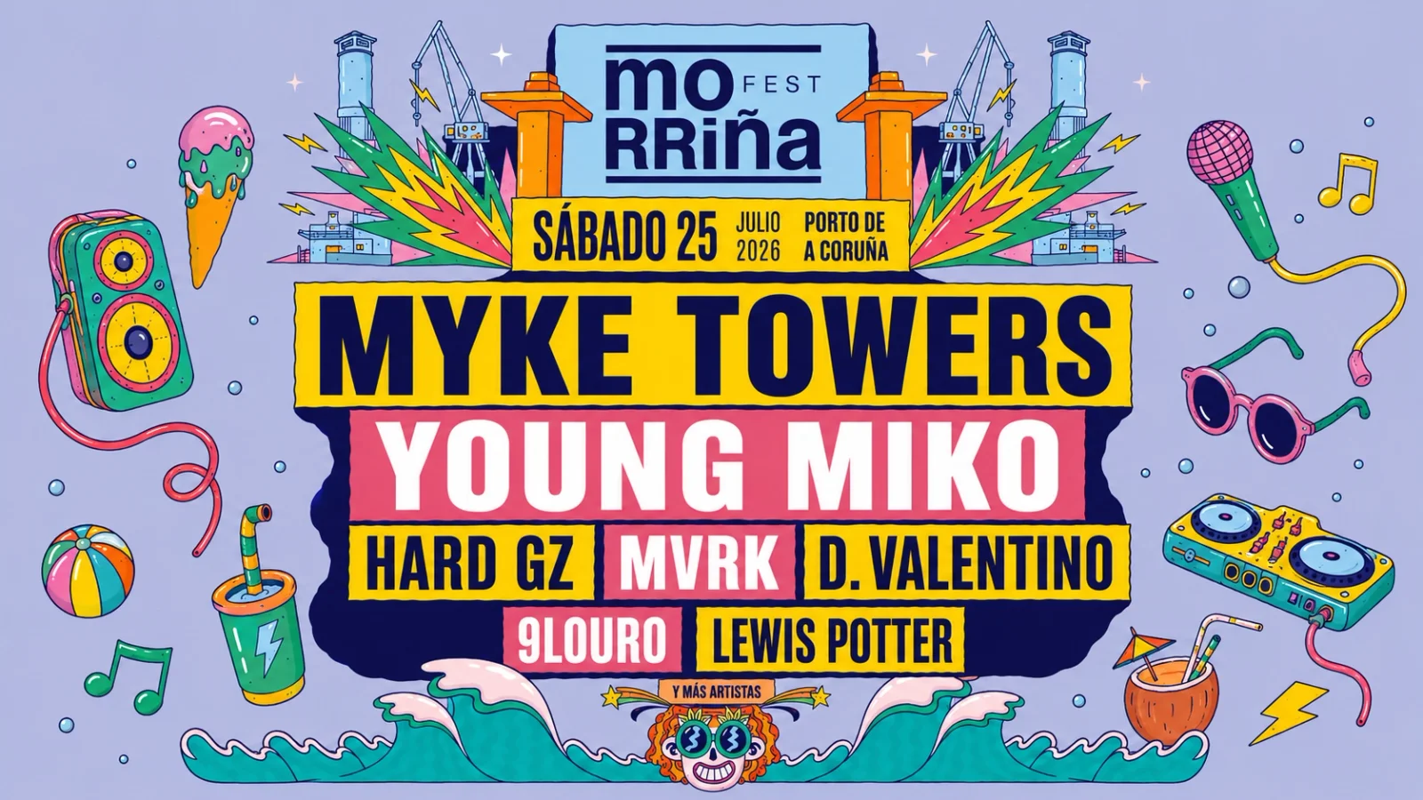 Morriña Fest 2026 - Sábado 25 de julio en A Coruña con Myke Towers, Young Miko y artistas invitados