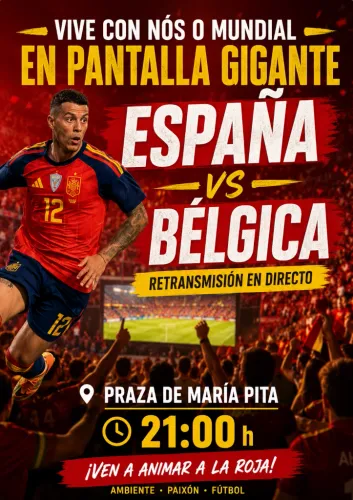Retransmisión en pantalla gigante: España - Bélgica | Mundial 2026